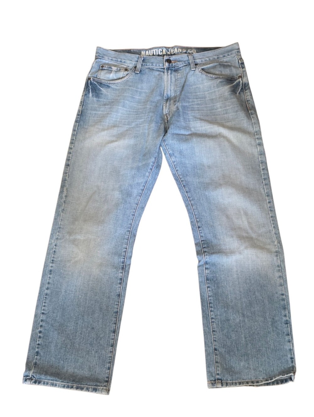 Nautica Jeans Co. Relaxed Fit Lightwash Denim Blue Jeans 100% Cotton Sz 34Wx32L